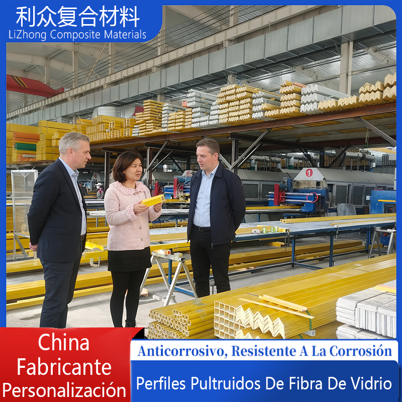 Viga de apoyo anticorrosiva de PRFV, tubo rectangular, perfil pultruso, viga en I, ángulo de acero