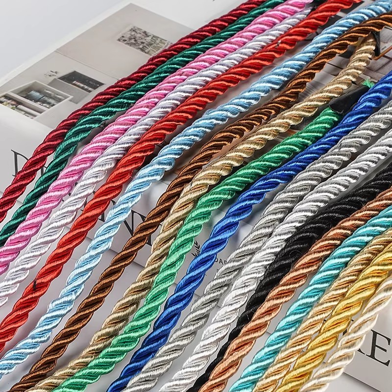 3-strand Nylon Rope Bag Handles, PP Packing Rope Handles, Twisted Cotton Rope Handles
