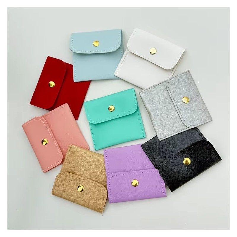 New Style PU Leather Square Button Pouch, Luxury Gift Jewelry Packaging for Earrings